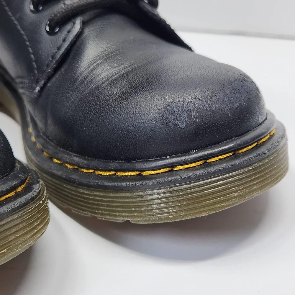 Dr. Martens Boots Kids Size 2 Black Leather 1460 J Combat Lace Up Zip Ankle